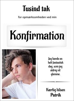 Takkekort til Konfirmation - Dreng nr 3