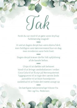 Takkekort - Bryllup - Eucalyptus blade - Grøn
